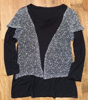 ČERNÁ PRUŽNÁ HALENKA S BOLERKEM - VEL.50==========