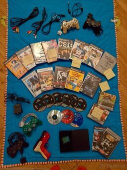 PlayStation 2 slim + příslušenství + hry