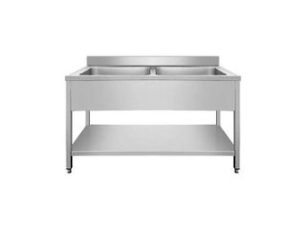 Nerezový dvojdřez s policí