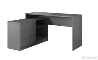 Moderní velký psací stůl - rohový grafit