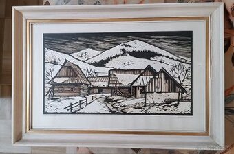 Obraz krajina s roubenkami