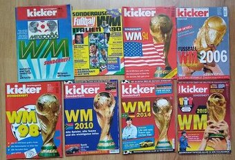 Fotbalové casopisy Kicker, FussballSport, Futbalmagazin..