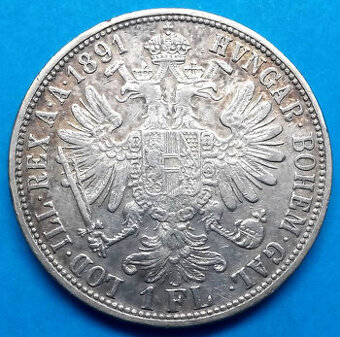 Stříbrná mince r. 1891 František Josef I.