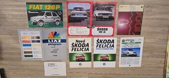 Dobové letáky Škoda 105GL, Felicia, Fabia, Fiat 126P a Liaz