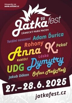 Jatka Fest 2025 termín: 27.6-28.6. 2025  2 vstupenky Pacov