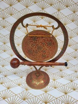 Starý mosazný malý indický gong