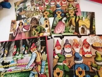 retro dřevěné kostky - retro hračky - Sněhurka - tofa?