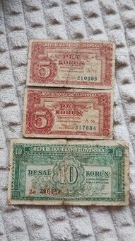 Bankovky Československé-3 kusy