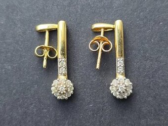 Zlaté visací náušnice s brilianty