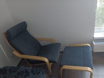 Křeslo s podnožkou (IKEA Poang)