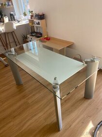 Italský luxusní skleněný stůl 160x90 - sklo 12mm - jako nový - 1