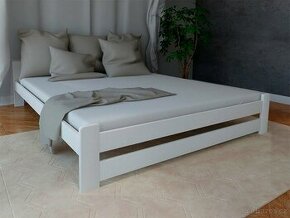 Nová postel MASIV borovice BÍLÁ 180x200 cm + ROŠT -
