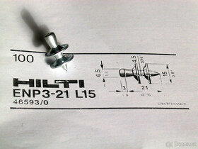 Hřeby Hilti spojování plechů ENP3-21 L15