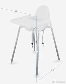 IKEA ANTILOP - vysoká židle s podnosem, bílá/stříbrná - 1