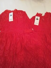 NOVÉ DÍVČÍ KRAJKOVÉ ČERVENÉ ŠATIČKY PRO SESTŘIČKY