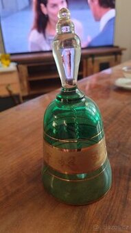 VÁNOČNÍ skleněný ZVONEK s rukojetí