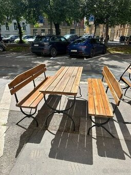 Masivní pivní set stůl + 2 lavice / zahradní posezení