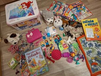 Hračky 50 ks, Barbie, štěkající pes, svítící lampa