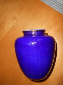 Stará modrá váza výška 12cm-značení - foto-použitá-stav foto