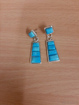 Prodám starožitné stříbrné naušnice s tyrkysem