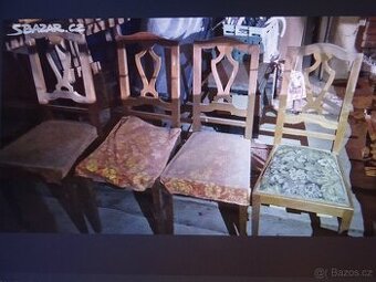 4x retro židle + 2x skříňka