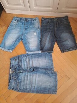 3x Značkové Džínové 3/4 kraťasy vel. 164