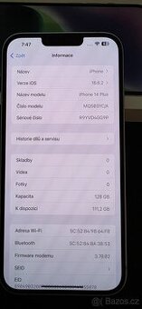 Apple iPhone 14 Plus 128GB fialový nová baterie kondice 100%