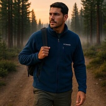 COLUMBIA FLEECE NAVY PÁNSKÁ ZIMNÍ BUNDO-MIKINA XL.