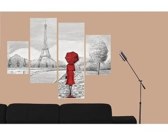 Moderní obraz 4-dílný Pařížanka 70x100 cm