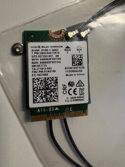 Intel Wi-Fi 6 AX200 (9560NGW) + 2× interní anténa