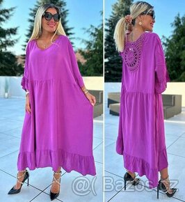 Dámské letní šaty zdobené záda Valentina fialové - 1