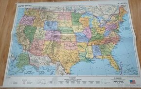 2x velká nástěnná mapa 1x oboustranná USA Amerika 1x Evropa - 1