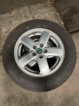 ALU 5x100 originální ŠKODA hliníkové ráfky s NOVÝMI PNEU