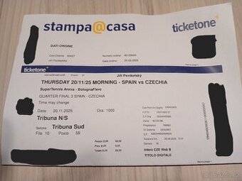 Vstupenky Davis Cup 2025 Česko - Španělsko
