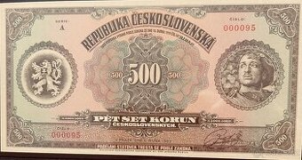 Dvě bankovky Hnědý legionář novotisk anulát + nízké číslo - 1