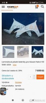 Nové blatníky(sada) Nissan patrol y61