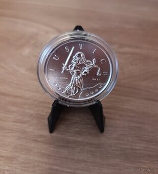 Stribrna investicni mince justice 1oz 2021, ryzost 999/1000