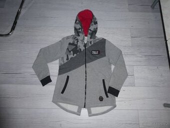 Chlapecká šedá mikina s kapucí na zip na 14 let zn. HASHTAG