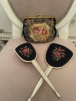 Gobelínová souprava zrcátko,kartáč a kabelka