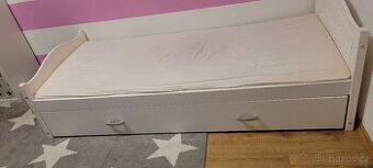 Dětská  bila postel s hvězdičkama s šuplíkem