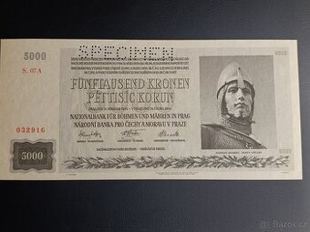 5000 korun 1944 v UNC Specimen