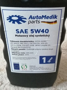 Motorový olej 5W-20 / 5W-40 - 1