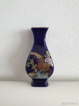 Modrá porcelánová japonská váza vázička dekorace