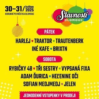 Vstupenky slavnosti Olomouc 30.-31.5.