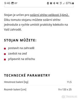 Stojan solárního ohřevu