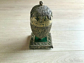 Ruské stříbrné vejce 88 stříbrný smalt ražený Fabergé Rusko
