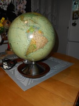 Starý těžký skleněný globus JRO MUNCHEN obvod 82cm