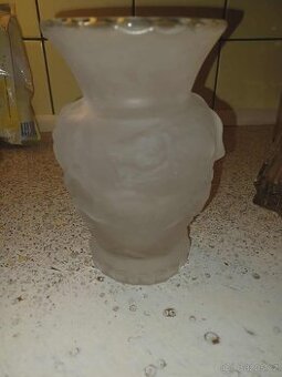 Stará krásná skleněná váza - Matovaná - Broušená - Kozel a p