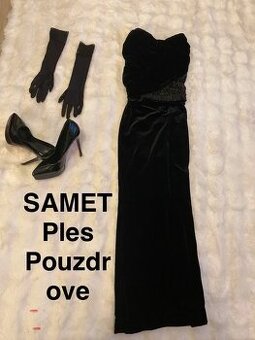 Sametove korzetove plesove dlouhe saty cerne 36