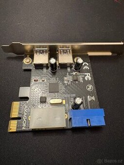 AXAGON PCIe USB 3.0 karta – 2× USB + interní header